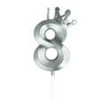 thumbnail image 1 of Number Birthday Candle 3D Designed Happy Birthday Candles Anniversaries Silvery, 1 of 9