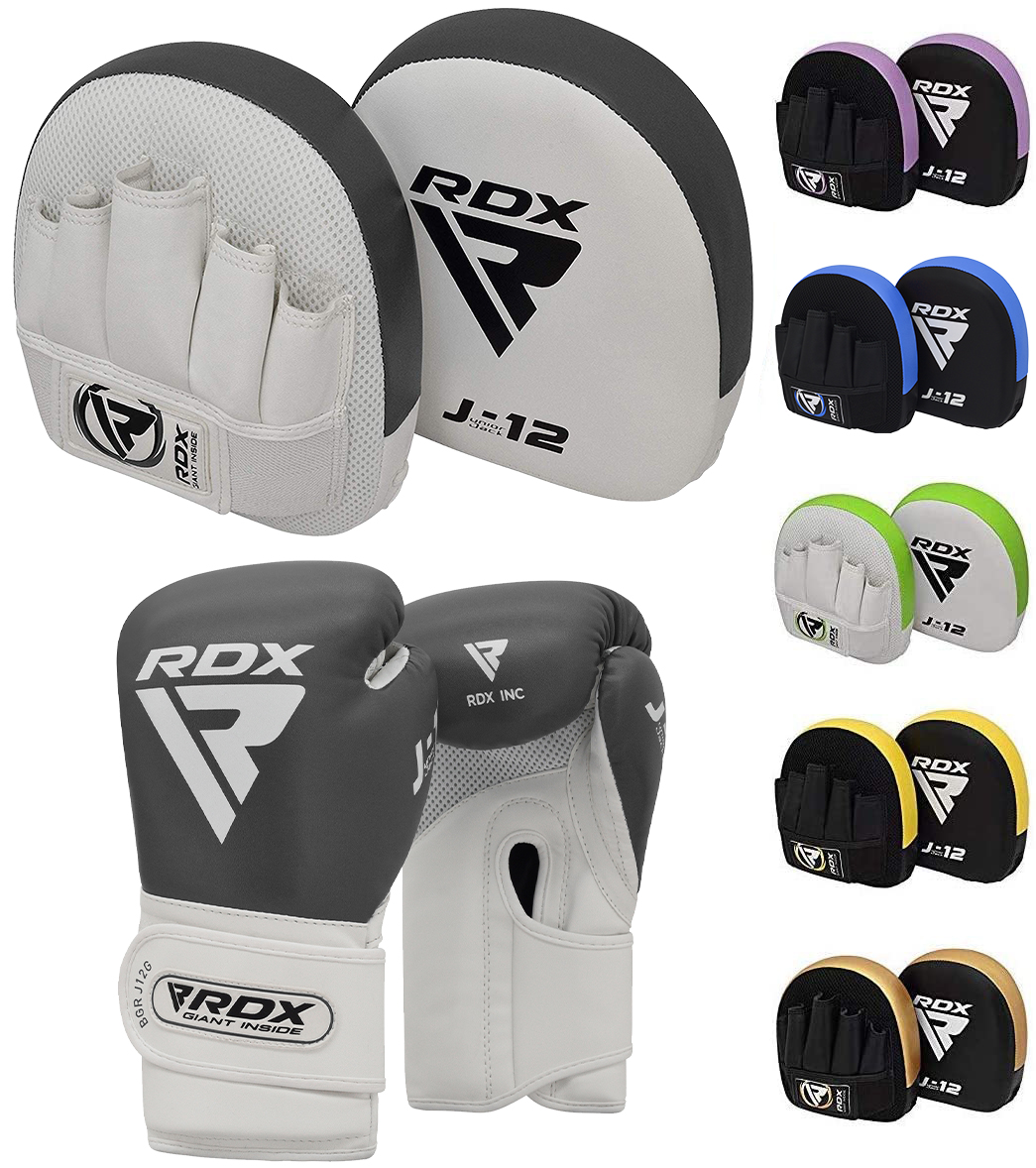 Youth Hook and Jab Target Focus Mitts with Punching Gloves Junior Hand Shield for MMA Muay Thai Martial Arts RDX Kids Boxing Pads and Gloves Set Boxercise Karate and Kickboxing Training 