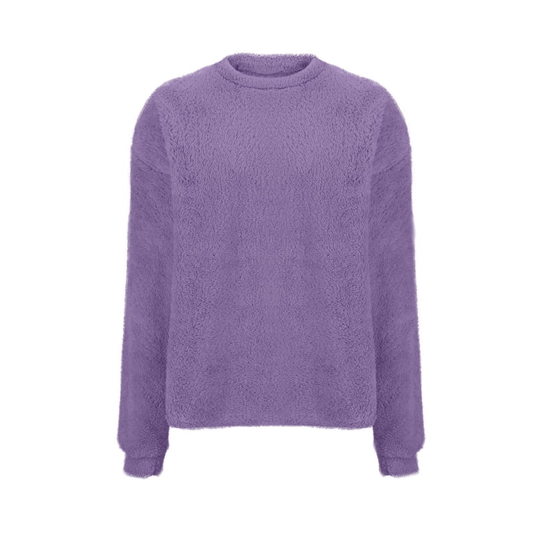 Women's Cozy Fuzzy Sweater - Soft Pullover, Long Sleeve Crew Neck, Tunic Length, Fall Winter Comfort Wear