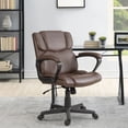 thumbnail image 2 of Mid-Back Faux Leather Ergonomic Executive Office Desk Chair，Brown, 2 of 9