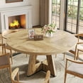 thumbnail image 5 of LITTLE TREE Round Dining Table for 4-6 People, 47 Inches Dining Room Table with Wooden Pedestal Base, Circle Kitchen Tables for Dining Room, Kitchen, Living Room, Oak, 5 of 16