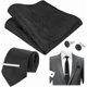 thumbnail image 1 of Conjunto de corbatas negras para hombre, incluye accesorios para prendas de vestir: corbata, gemelos, pasador de corbata plateado, pañuelo de bolsillo negro., 1 of 7