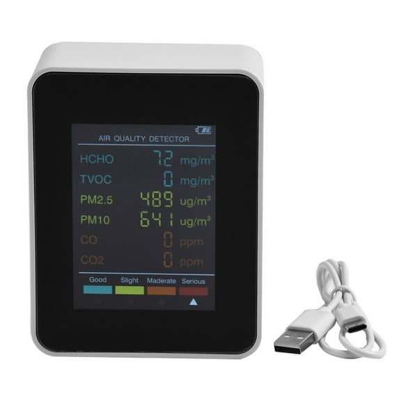 6 in 1 C02 Detector PM2.5 PM10 HCHO TVOC Multifunctional Air Quality Monitor