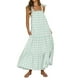 thumbnail image 4 of SAYOO Vestido largo sin mangas para mujer, estampado a cuadros, con lazo, sin espalda, vestido holgado SAYOO S-XL, 4 of 10