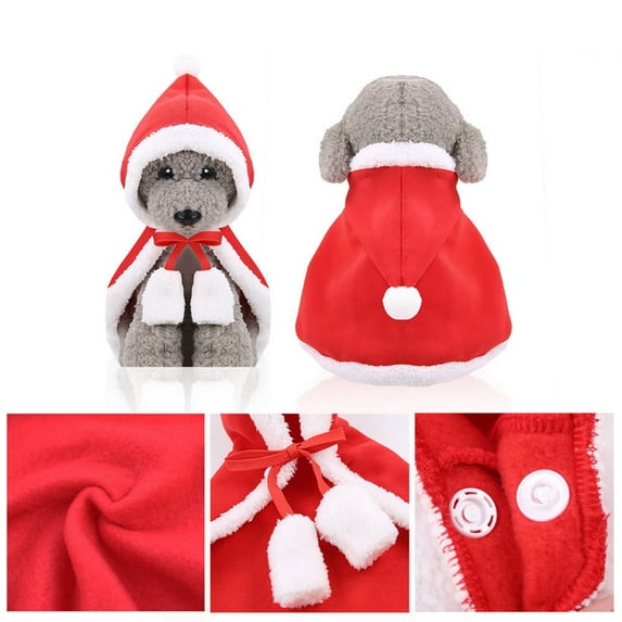 harmtty Four-legged Christmas Pet Dog Cat Hoodie Clothes Winter Warm Apparel Cloak Cape,L