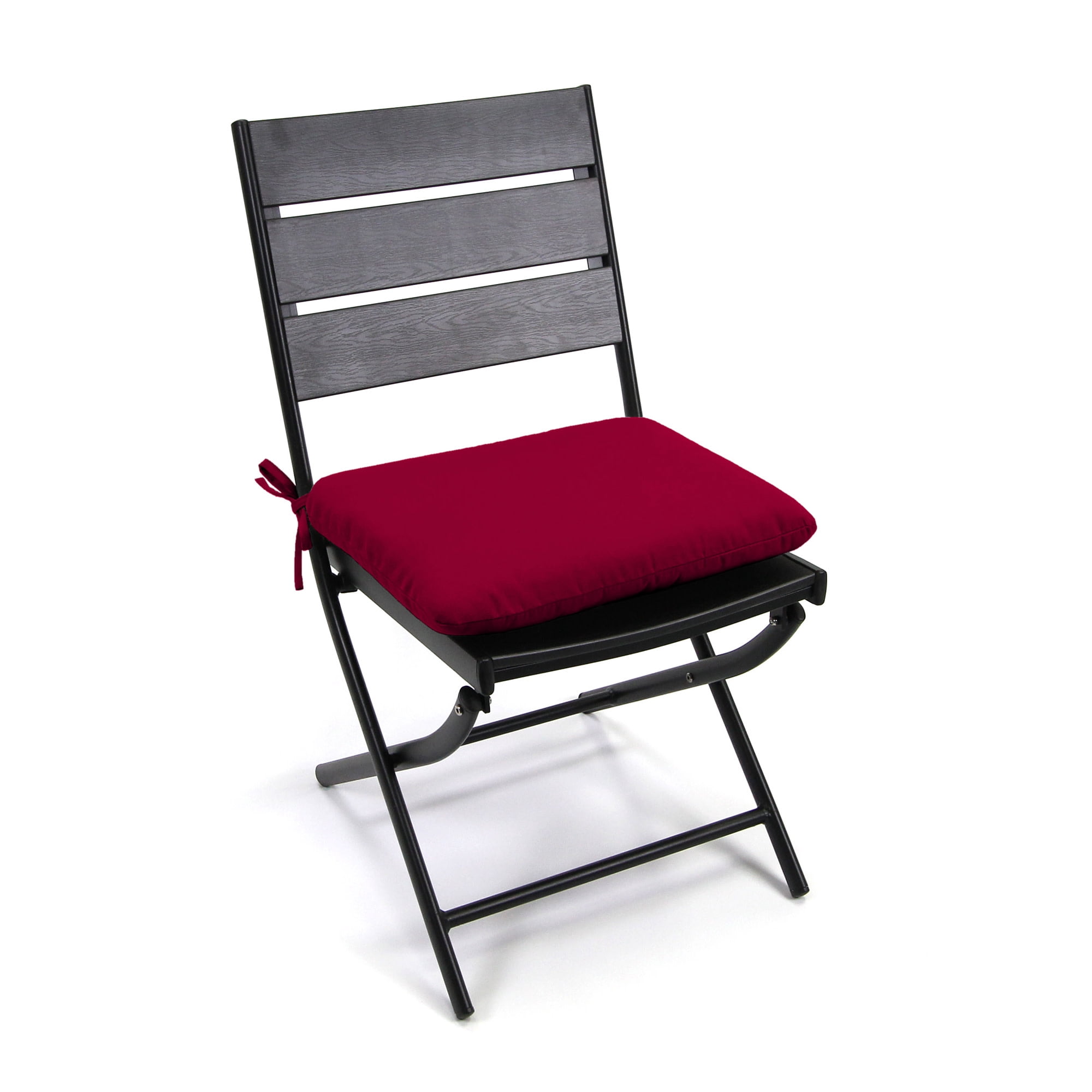 Jordan Manufacturing 16.5" x 18.5" Barn Red Solid Rectangular Outdoor Chair Pad Seat Cushion with Ties