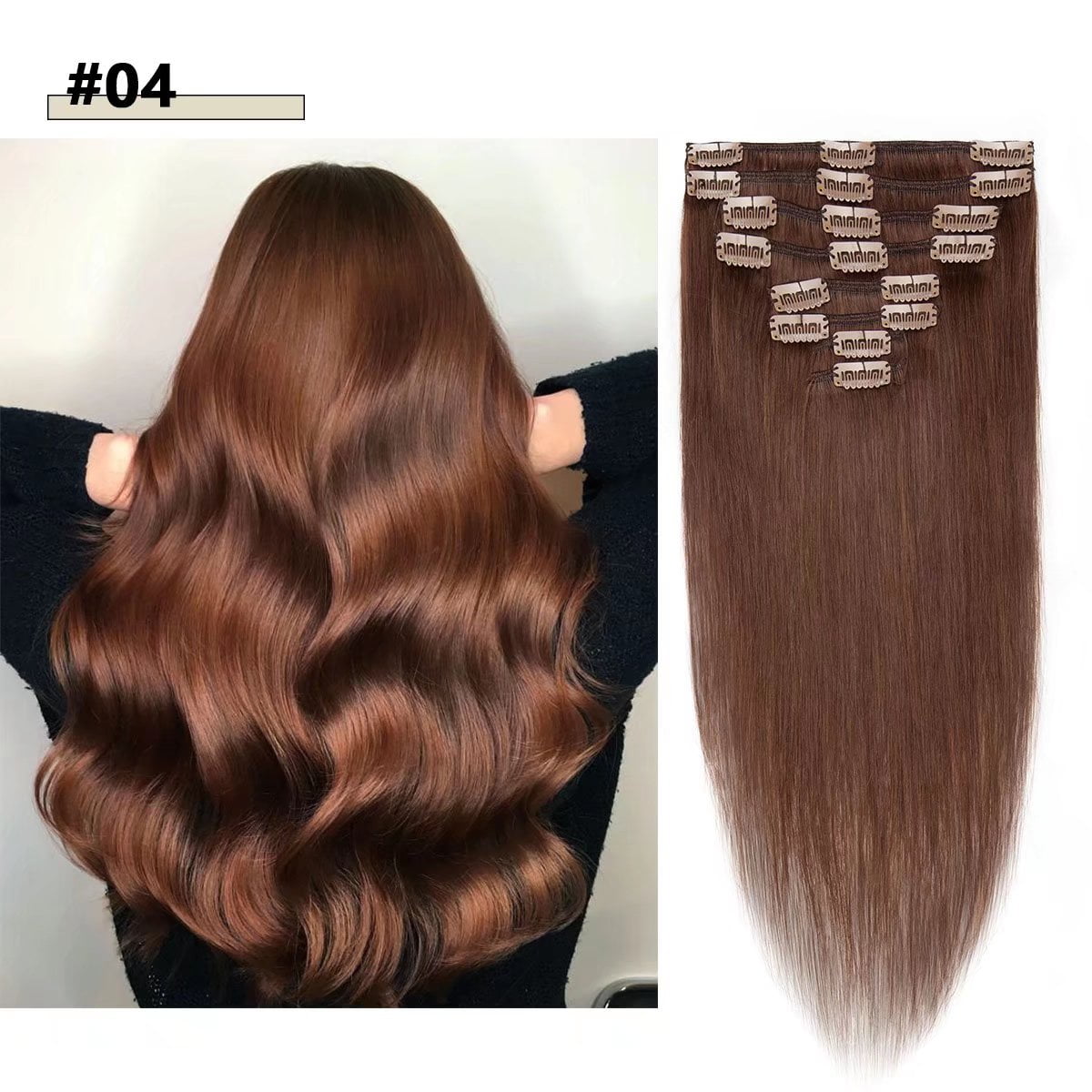 MY-LADY Clip in 100% Remy Human Hair Extensions 8Pcs Full Head Weft Highligh Hairpiece Balayage Blonde Long Straight