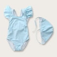 thumbnail image 2 of HBGVBA Toddler Girls Swimsuit,1 Piece Bathing Suits with Swim Cap,Girl Plaid Sleeve Swimsuit with Swim Cap for 0-3 Years Infant, 2 of 5