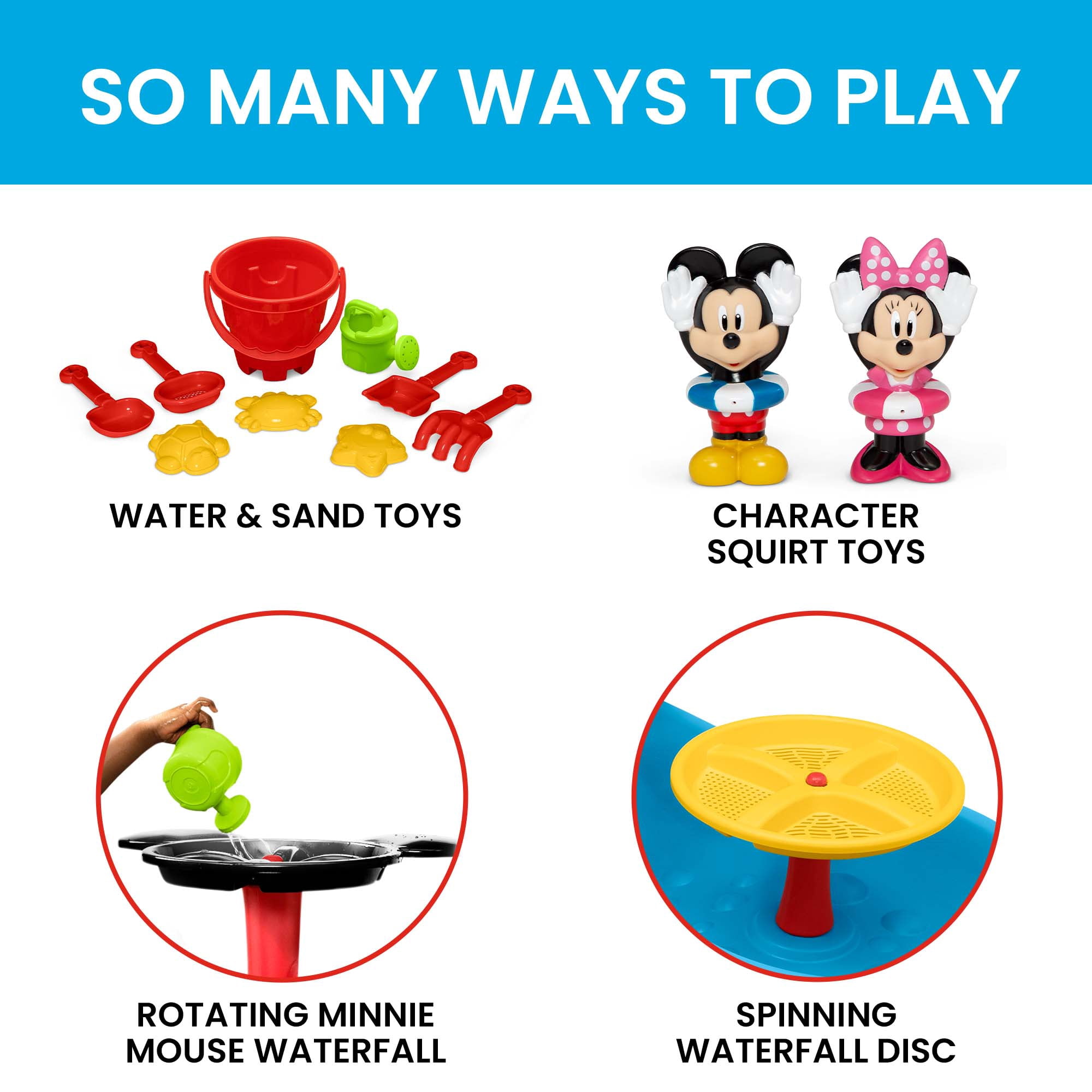 Disney Mickey Mouse Water Table by Delta Children - 3-Tier Water Table with 11-Piece Toy Set, Blue