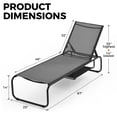 thumbnail image 4 of Ainfox Patio Chaise Lounge Chair, 5 Adjustable Positions Outdoor Recliner with Hidden Storage, Breathable Textilene Fabric Steel Frame,Black, 4 of 7