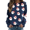 thumbnail image 1 of Gibobby Sudaderas de Navidad para mujer Blusa de sudadera estampada con cuello redondo y manga larga para entrenamiento diario en casa y al libre para mujer(Azul,G), 1 of 4