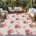 thumbnail image 2 of Pink Roses Outdoor Rug for Patio/Deck/Porch, Non-Slip Large Area Rug 5 x 7 Ft, Valentine's Day Love Flowers Beige Rustic Indoor Outdoor Rugs Washable Area Rugs, Reversible Camping Rug Carpet Runner, 2 of 8