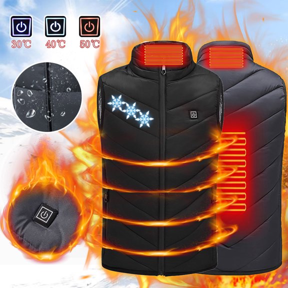 Zwiiyzr 2024 Heated Vest, Unisex Heated Clothing for Boys Girls 4-15 Years Lightweight Usb Electric Heated Jacket with 3 Temperature Modes Windproof Coat for Children Winter Jacket Coat Black