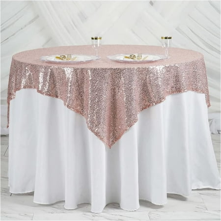 

Trimming Shop 50 x 80 Premium Sparkly Sequin Overlay Blush Pink Glitter Sequin Tablecloth Luxurious Square Overlay for Events Party Decoration - 5pcs