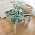 thumbnail image 2 of QZHH Square Fitted Tablecloth Palm Leaf Tropical Plants, Polyester Fabric, Water Resistant, Wrinkle Resistant, Easy to Install, Suitable for Square Tables White, 2 of 7
