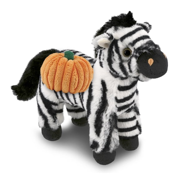DolliBu Super Soft Zebra Stuffed Animal with Pumpkin Plush Decor - Cute Zebra Pumpkin Plush Animal for Fall, Halloween and Thanksgiving, Pumpkin Plush Toy for Baby, Kids, and Adults - 9 Inches