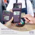 thumbnail image 3 of ELEHOLD Wallet Case for Samsung Galaxy Z Flip 6, premium PU leather zipper card holder phone case zipper card holder phone case,Purple, 3 of 7