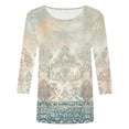 thumbnail image 6 of Womens 2025 Fall 3/4 Sleeve Crew Neck Blouse Fashion Print Casual Loose Fit Shirt Top, 6 of 6