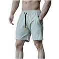 thumbnail image 2 of TKYCMSUAKI Running Workout Shorts for Men Big and Tall Quick Dry Solid Color Athletic Short Elastic Waisted Drawstring Casual Shorts with Pockets, 2 of 6