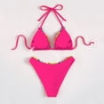 thumbnail image 6 of Arnsht Women's Fashion Floral Trim Embellished Bikini Summer Beach Hanging Neck Swimwear High Elastic Trendy Casual Swimsuits Pink M, 6 of 6