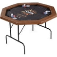 thumbnail image 1 of SereneLife Mesa de Póker de 213 cm, Mesa de Juego Plegable Octagonal para 8 Jugadores, Estilo Casino, con Baranda Acolchonada Resistente al Agua, con 8 Portavasos, 1 of 5