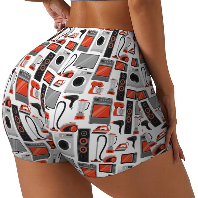 Balery Modern Life Pantalones cortos de entrenamiento estampados para mujer, sin costuras, ajustados, para gimnasio, yoga, correr, deportes, ejercicio activo, fitness.-XX-Large