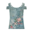 thumbnail image 5 of Raeneomay Off Shoulder Tops for Women Off-the-Shoulder Short Sleeve V-Neck Printed Tops, 5 of 5