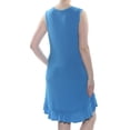 thumbnail image 2 of MAISON JULES Womens Blue Ruffled Sleeveless Crew Neck Above The Knee Shirt Dress Dress  Size: XXL, 2 of 2