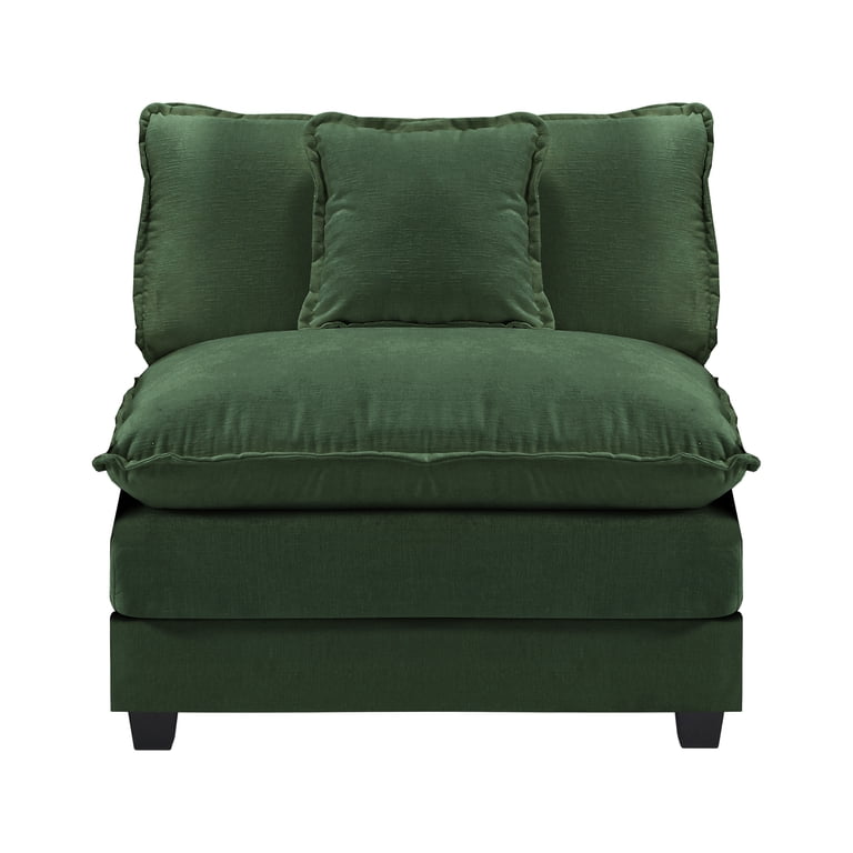BedLuxury Modular Single Seat for Sectional Sofa Couch, Chenille Upholstered, Comfortable Living Room Extension Piece, Gray
