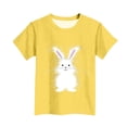 thumbnail image 6 of Yxbdin Kids Easter Shirts Loose Short Sleeve Crewneck Shirt Cute Bunny Rabbit Print Blouses Summer Outdoor Tops Girls Outfits Gifts Yellow 3-4Years, 6 of 6