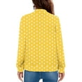thumbnail image 6 of Full Zipper Jacket Womens Colorblock Fashion Casual Hoodless Bomber Coat Loose Lightweight Fall Spring Outwear (S, Yellow|Dots), 6 of 6