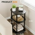 thumbnail image 2 of Rattan Small Round Side Table, Boho Nightstand with Storage Basket, 3-Tier End Table, Narrow Accent Table, Modern Bedside Table for Bedroom, Living Room-Black, 2 of 13