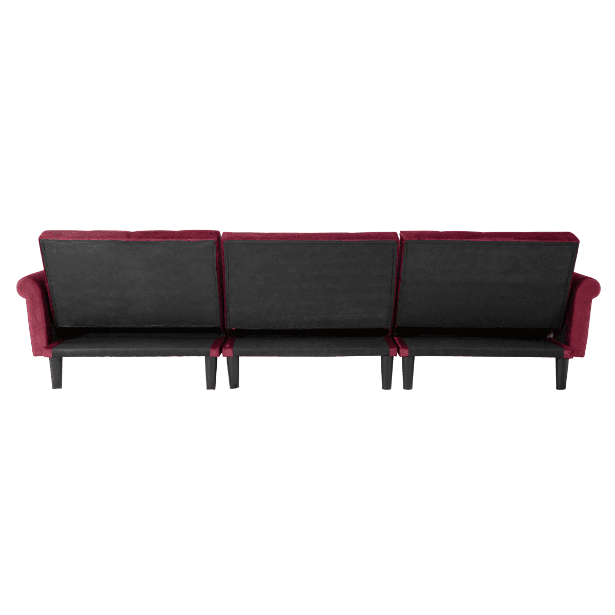 Kepooman L-Shaped Sectional Sofa, Wine Red Polyester, Convertible Sofa Bed with Solid Wood Legs, Futon Sofa Bed for Living Room, Sleeper Sofa Kepooman L-Shaped Sectional Sofa, Wine Red Polyester, Convertible Sofa Bed with Solid Wood Legs, Futon Sofa Bed for Living Room, Sleeper Sofa