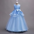 thumbnail image 4 of WPPGONE Girls 3D Flower Applique Tiered Gown Sleeveless Multi Layer Tulle Princess Formal Long Dress Dreamy Wedding Flower Girl First Communion School Evening Party Ball Gown Big Girls Dresses, 4 of 5