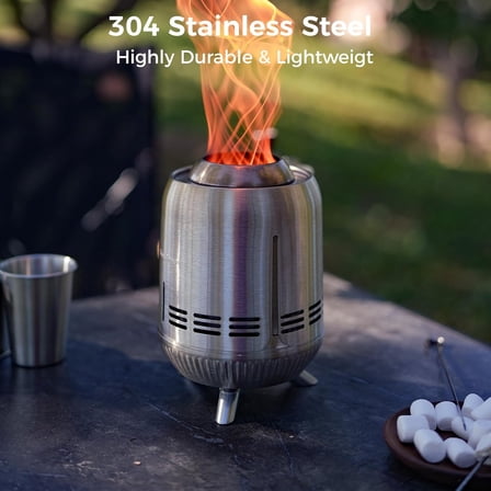 Smokeless Fire Pit, Ultralight Stainless Steel Fire Pits Portable Camping Stove with Stand, Removable Ash Pan & Carry Bag for Camping Outdoor Bonfire  Backyard Chisel Steel