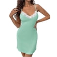 thumbnail image 2 of Uootdi Women's Chemises Spaghetti Strap Sleeveless V Neck Lace Trim Nightgowns Alluring Lightweight Casual Sleep Dresses Gift, 2 of 8