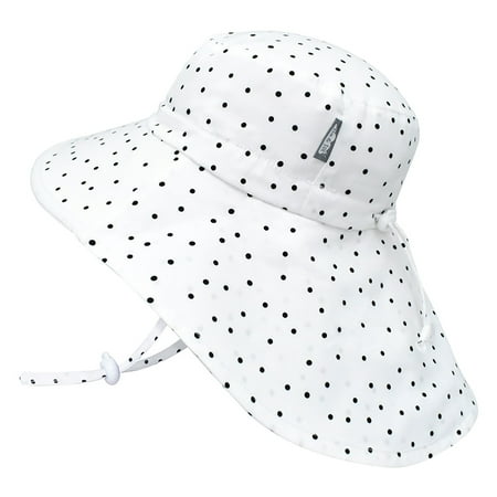 

JAN & JUL Baby Girl Sun-Hat with Chin Strap 100% Cotton Wide Brim UPF 50 (M: 6-24 months Dot)