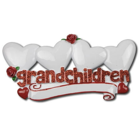 Grandchildren with 4 Hearts Personalized Christmas Ornament DO-IT-YOURSELF