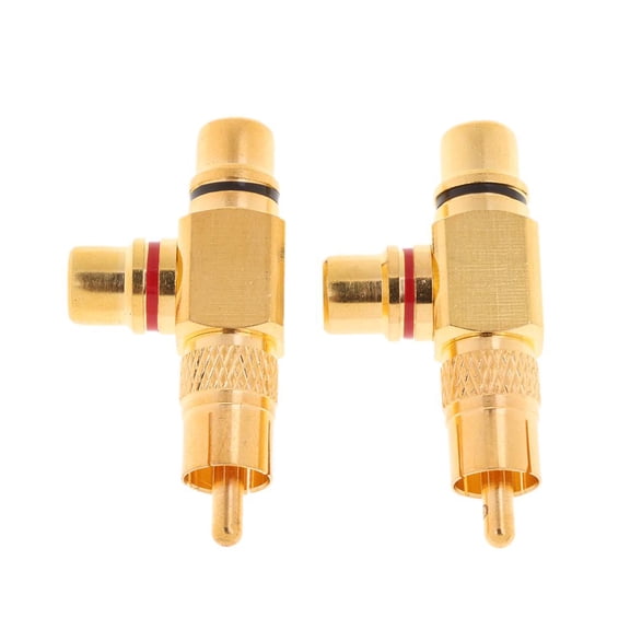 2 Pieces Connector 2 Female to Male Plug for Home Theater Car Audio Stereo