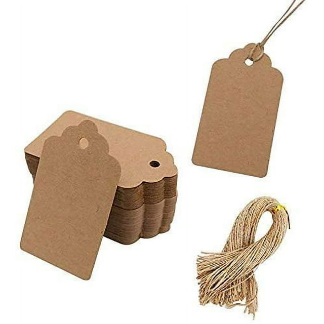 Etiqueta de cabeza de flor de papel kraft ondulado de 100 piezas, sin cuerda, yute Natural de 100 piezas
