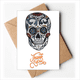 thumbnail image 1 of Gray Skull Mexico cultura nacional ilustración Nota en blanco del sobre de la tarjeta de agradecimiento, 1 of 4