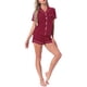 thumbnail image 2 of Conjunto de pijama para mujer INSPIRE CHIC con estampado de corazones, ropa de dormir linda, camisa de botones de manga corta con pantalones cortos, conjuntos de lounge M rojo, 2 of 5