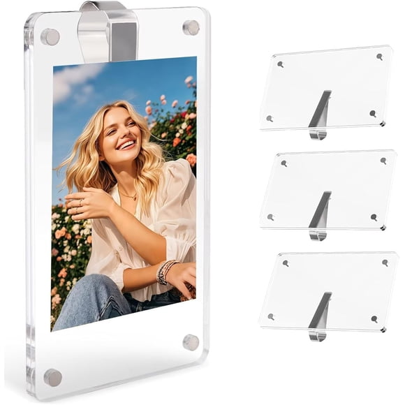 CaiYueKe Car Sun Visor Photo Frame Magnetic Clip Holder Acrylic Picture Frame for Visor Personalize with Photos Car Accessories Gift for Mom Dad Family Friends