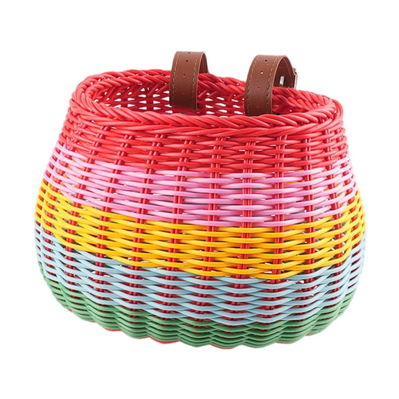 Bicycles Front Handlebar Cargo Basket For Girl Child with Fasten Strap, Detachable Kids Bikes Waterproof Cycling Basket