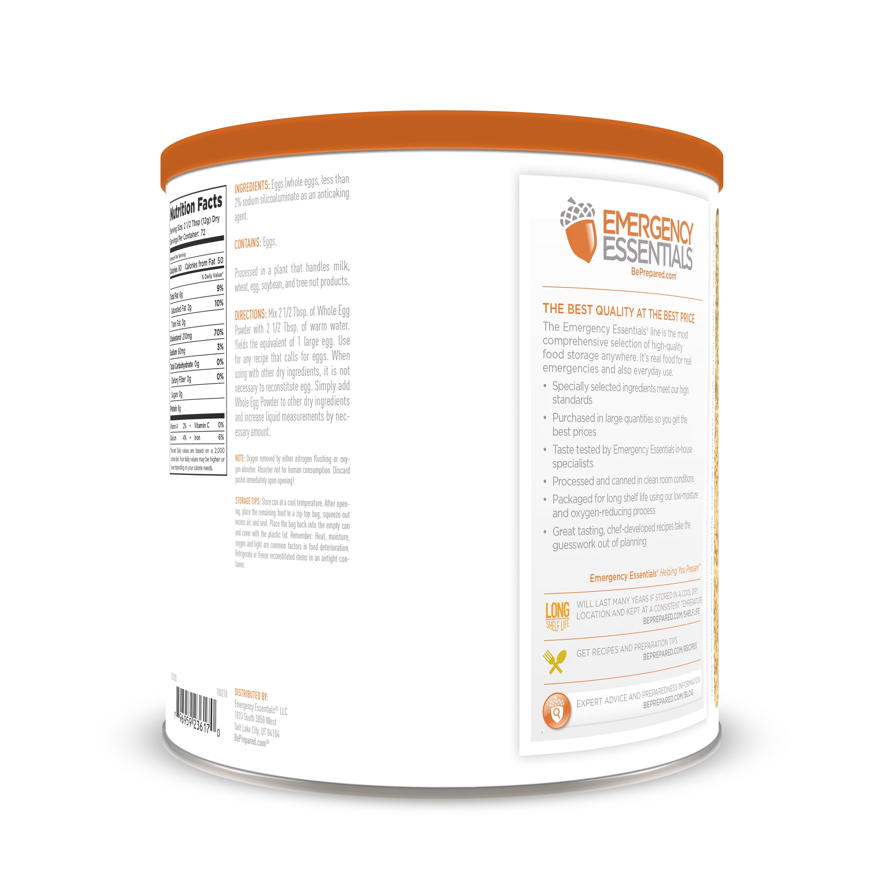 Emergency Essentials Dried Whole Egg Powder, 33 oz – Pasteurized, Shelf-Stable