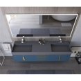 thumbnail image 6 of Amazon 72" Blue Wood Floating Vanity with Gray Top and Gold Trim, 6 of 10