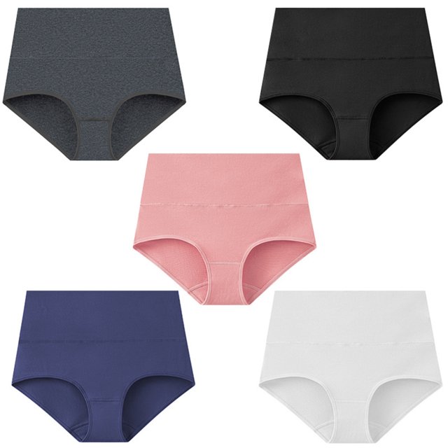 5PCS Women's Cotton Underwear High Waisted Briefs
