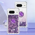 thumbnail image 2 of for Google Pixel 8 Luxury Glitter Case for Women Girls, Sparkle Flowing Clear Quicksand Soft TPU Liquid Case Cover with Bling Diamond Ring for Pixel 8 -Purple, 2 of 14