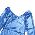 thumbnail image 5 of YiZYiF Womens Patent Leather Ballet Dancewear Glossy Gymnastics Leotard Light Blue S, 5 of 7