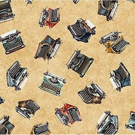 Bookworm - Creme Typewriter Toss- 30448 A- QT Fabrics